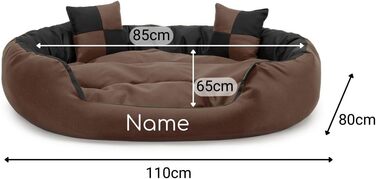 Крісло-ліжко для собак та котів Lionto 4-в-1 з поворотним подушкою, 85x70 см, міцний оксфорд, водонепроникне, з глибоким входом, з декоративною подушкою (чорний/коричневий)