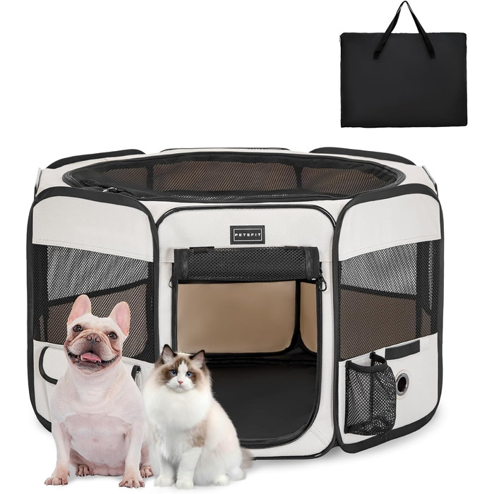 Petsfit складаний вольєр для цуценят і котів, водонепроникний, захист від перегризання, сірий, S, 75×68×42 см