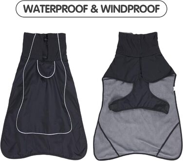 Водонепроникний собачий дощовик PAWIVID з флісовою підкладкою - вітрозахисний зимовий дощовик та куртка з світловідбиваючими смугами - теплий дощовик для собак для використання в приміщенні/на вулиці, всі розміри (Хакі, ) Хакі (Чорний, XXL)