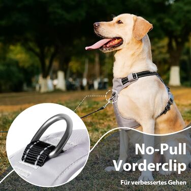 Шлейка для собак Huntboo Anti-Zug, проти вислизання, для малих, середніх та великих собак, не тягне, з світловідбиваючими елементами та 2 карабінами, не дає змогу душитися, регульована для тренувань та бігу (Чорний, S)