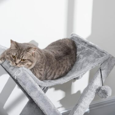 Котячий будиночок PawHut з когтеточкою, драбинкою, гамаком і лежаком, сірий, 54,5x32x65 см, плюш, сизаль, ДСП