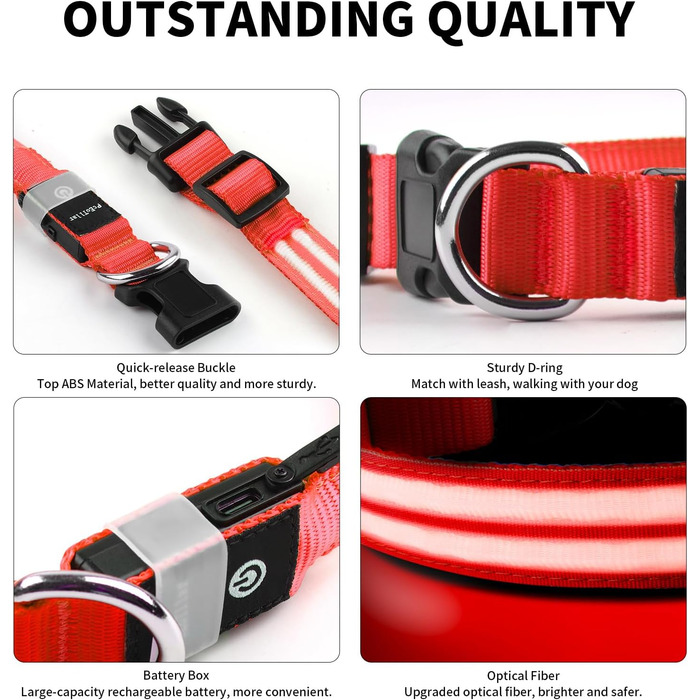 Світлодіодне нашийник для собак Leuchthalsband PcEoTllar, водонепроникний, для малих, середніх та великих собак, 3 режими світіння, зелений (червоний, синій)
