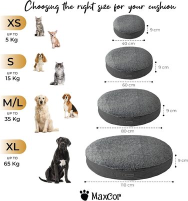 Подушка для собак та котів MaxCor, кругла, з Memory Foam – для суглобів, двостороння, літня/зимова, легка, не деформується