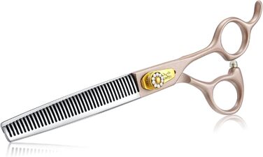 Професійна ножиця для грумінгу собак JASON Profi - 40 зубців, японська сталь 440C, 7 дюймів, ергономічна ручка, рожеве золото, блендер