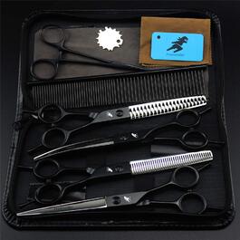 Набір професійних ножиць для грумінгу тварин, 4 шт. (7,0 дюймів), нержавіюча сталь, прямі та зігнуті