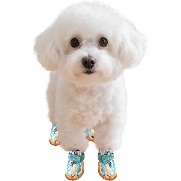 Чоботи для собак Kukaster: захист лап, 4 шт. Дихаючі собачі чоботи з антиковзкою підошвою, світловідбиваючими застібками. Підходять для собак маленьких, середніх та великих порід. Розмір 3 (4 шт.), чорно-білий візерунок