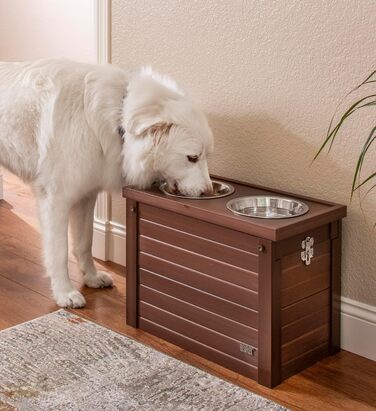 Підвищена годівниця для собак New Age Pet ECOFLEX з двома мисками з нержавіючої сталі та контейнером для зберігання з розсувною кришкою