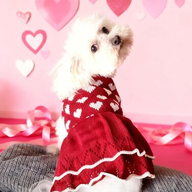Теплий зимовий пуловер для собак маленьких порід MuYaoPet, червоний, розмір XS (для дівчаток, коргі, чихуахуа, такса)
