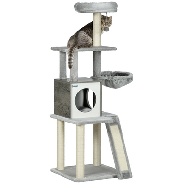 PawHut Cat Tree 1415см Cat Tree with Cat Cave Play Ball Підвісне ліжко 2 платформи Сизаль для любителів кішок