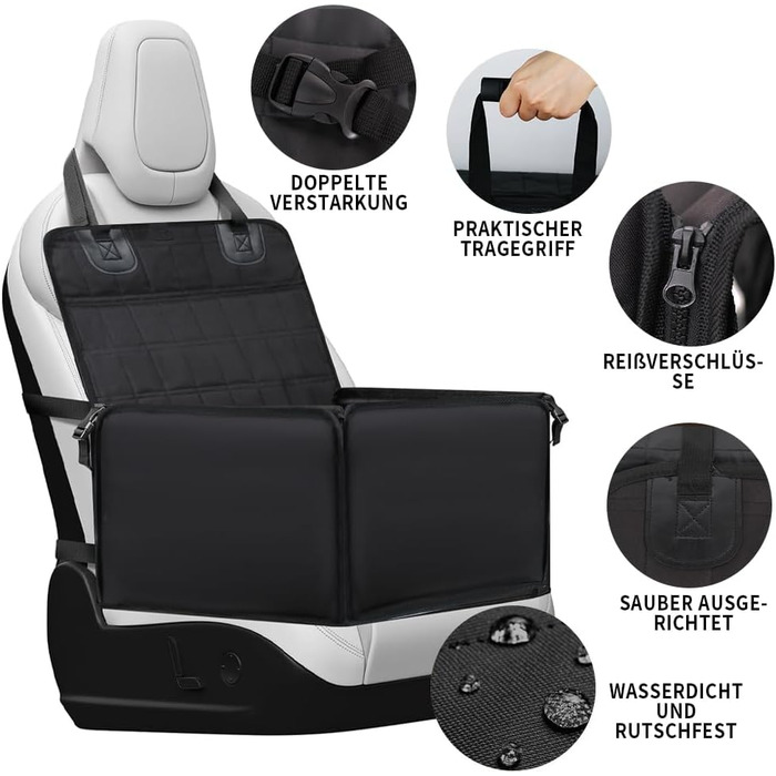 Автомобільний аксесуар для собак CUEMOON: стійкий кріплення на заднє сидіння для малих та середніх собак, чорного кольору