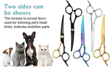 Набір професійних ножиць для собак 3 в 1 - Violett. Ножиці для грумінгу собак, котів та інших тварин. Прямі, зубчасті та вигнуті ножиці.