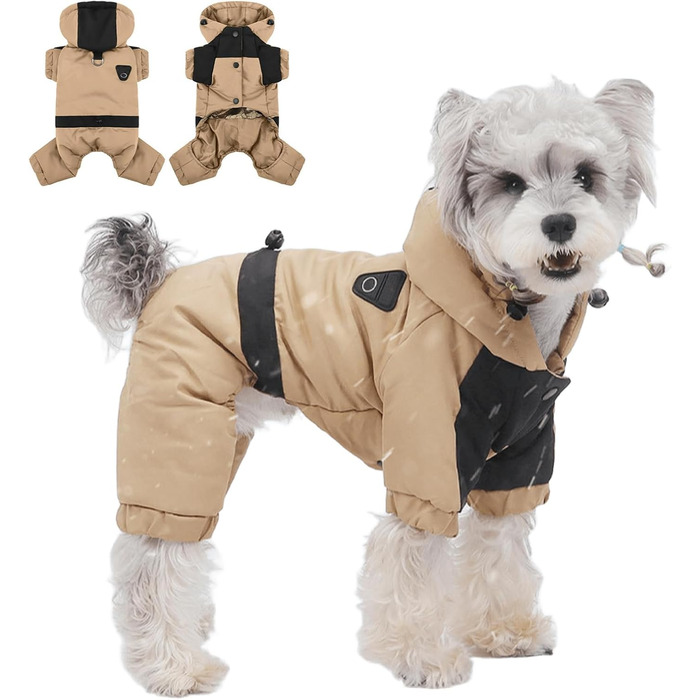 Водонепроникна флісова куртка для собак XL, хакі, з капюшоном та регулюванням