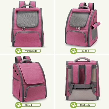 Рюкзак для котів та собак ALLSOPETS, складний, дихаючий, з сонцезахистом, для маленьких котів та собак. Ідеально для подорожей, кемпінгу та походів (Колір: Ягідний рожевий)