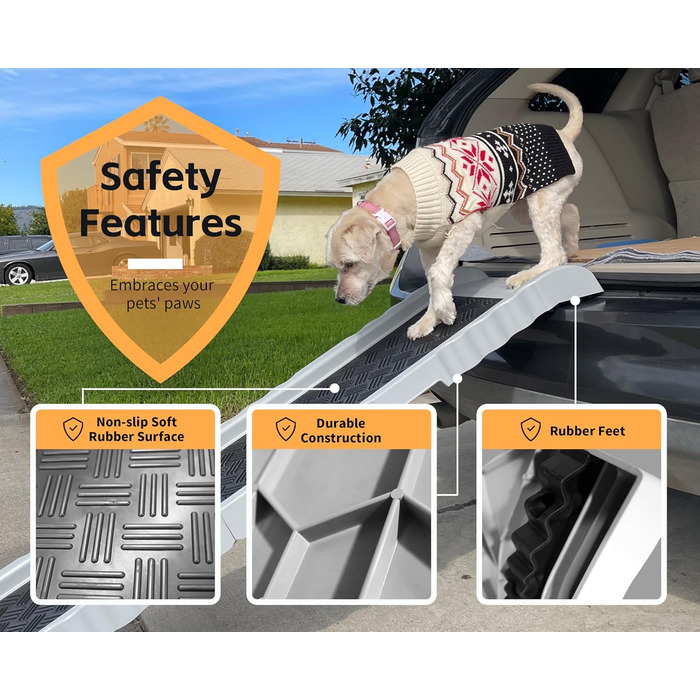 Рампа для собак PawStep 50893 – складана, з м'яким покриттям, для великих собак до 136 кг – для авто, SUV, вантажівок