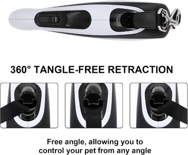 Леєнка для собак MoYouno 8 м з відтягувачем та тримачем для пакетів, чорна