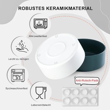 Керамічна миска для собак - неслизька, для маленьких та середніх собак, для води та корму. Керамічна миска для котів. Біла, 15 см, 720 мл