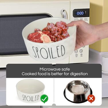 Керамічна миска для собак WoofinPets 250 мл, 25,4 см, велика, міцна, нековзна, для середніх і великих собак, підходить для мікрохвильової печі та посудомийки, біла