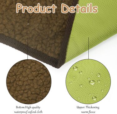 Зручна килимок-підстилка для собак та котів: водонепроникна, м'яка, для подорожей, 100 x 70 см (зелена)