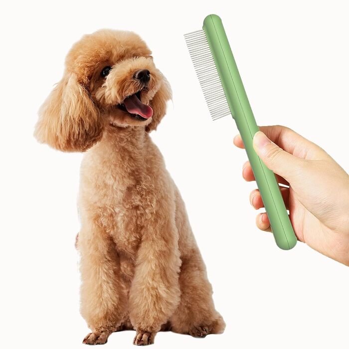 Щітка для собак маленьких порід та цуценят, видаляє шерсть та запобігає ковтунам, гребінець для видалення шерсті тварин, гребінець від бліх з нержавіючої сталі, ідеально підходить для Ши-тцу, Йоркширських тер'єрів, Мальтіпу, Мальтезе, маленьких порід (з ш