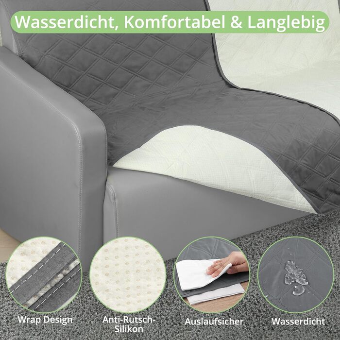 Водонепроникний килимок для собак, неслизька підстилка для тварин, килимок для котів, миючий, для захисту дивану, ліжка, автокрісла (темно-сірий, 76 x 190 см)