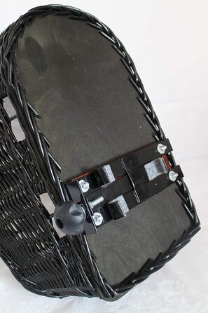 Кошик для велосипеда для перевезення багажу з ротангу з металевою сіткою та подушкою, чорного кольору