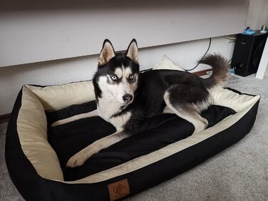 Килимок для собак XXL, лежанка для собак, диванчик для собак з двостороннім килимком (розмір та колір на вибір), 120x90 см, чорно-сірий