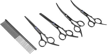Набір догляду за тваринами, 7 шт. - професійні ножиці для собак та котів, нержавіюча сталь