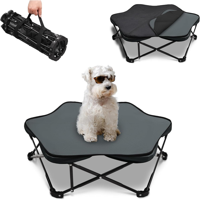 Шестигранне лежанка для собак, складана, з піднятим каркасом та знімним подушкою, портативна, водовідштовхувальна, для маленьких собак, для дому та вулиці, кемпінгу, подорожей, сірого кольору