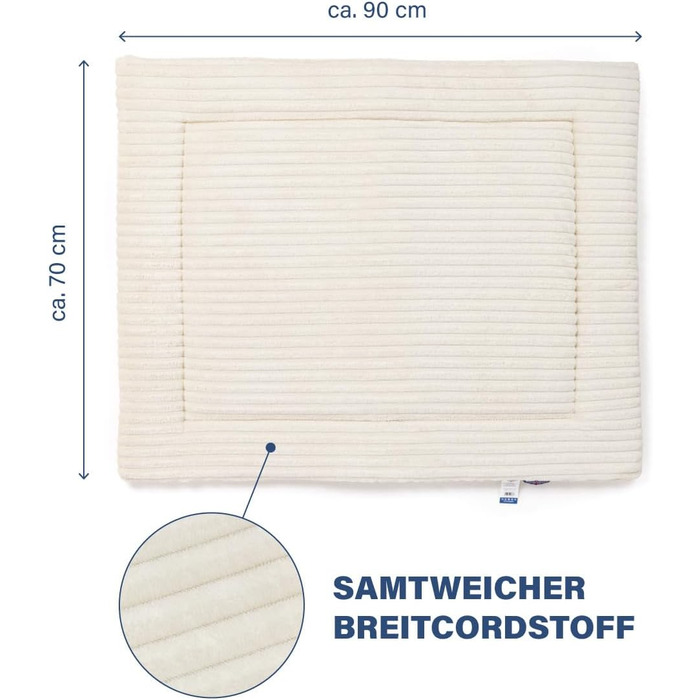 Килимок для собак середніх порід Wallace & Jones Cardi, 90x70 см, бежевий, знімний, з м'якого корду