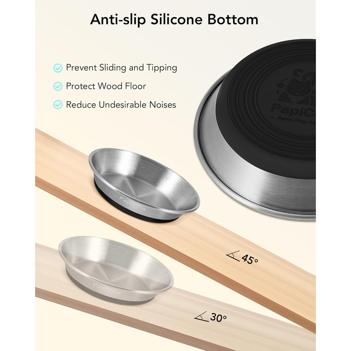 Набори мисок для котів з нержавіючої сталі, 3 шт., 16 см. Антиковзка підставка, широкі та плоскі миски, зручні для вусів