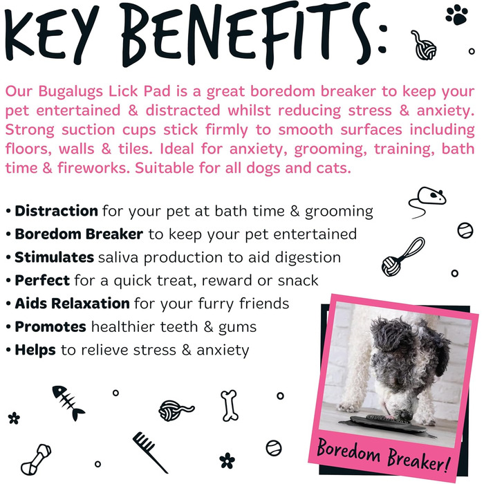 Licky Mats від Bugalugs для собак та котів: килимок для годування, зменшує стрес, 2 шт. + шпатель + щітка