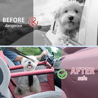 Автокрісло для собак у багажник, рожеве: з дихаючого оксфорду, для маленьких та середніх собак, з можливістю складання