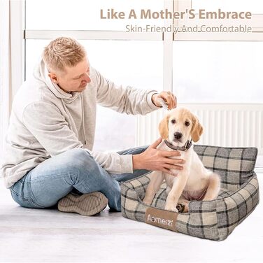 Ортопедичне ліжко для собак PETCUTE, сіре - зручне та миється, з підголовником