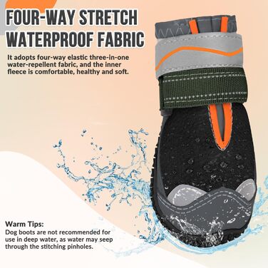 Чоботи для собак SlowTon, 4 шт. - захист лап, неслизька підошва, дихаючі, з регульованим кріпленням, для малих, середніх та великих собак. Чорний (4 шт.)