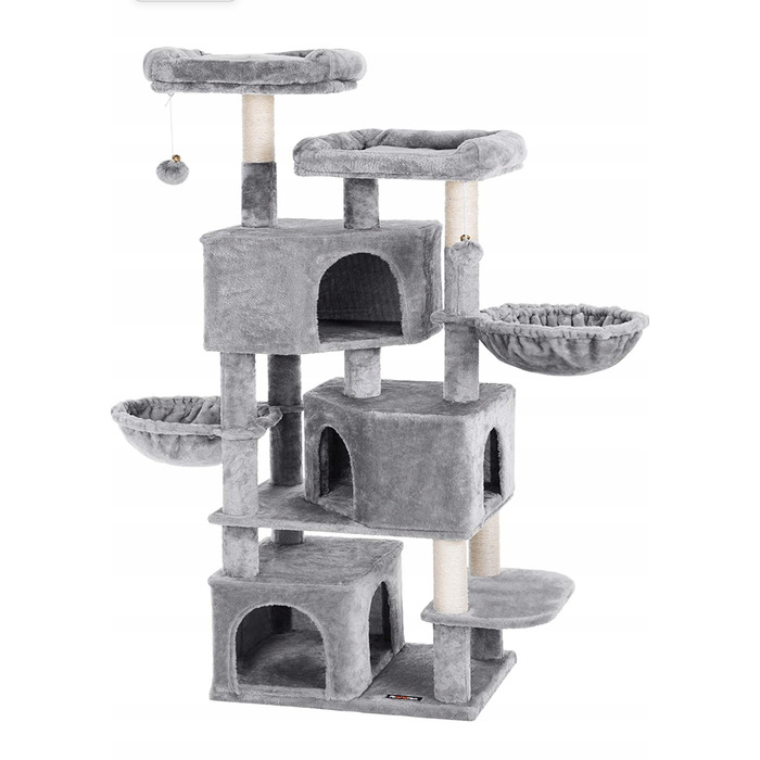 Високий когтеточка-комплекс Feandrea: ігровий центр з лежаком та стовпчиком для кігтів, 161 - 220 см