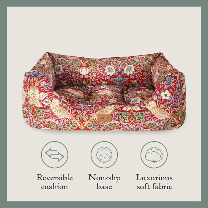Клітинка для собак Rosewood x Morris & Co. з принтом William Morris (Erdbeerdieb Burgandy, Small), велика, з антиковзким дном, миється