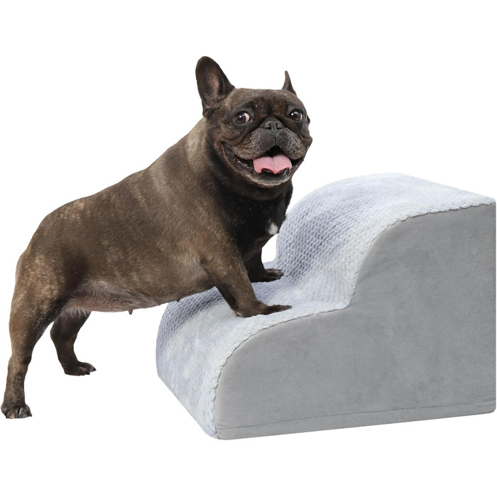 Сходинки для собак KSIIA, 3 ступені, 40 см, сірі. Сходи для собак та котів до ліжка, дивану, машини. Розмір 40x57x40 см