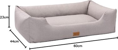 Крісло-ліжко для собак MSS e.K. з м'якою подушкою та знімним велюровим покриттям, 60 x 44 x 23 см. Підходить для великих собак, колір бежевий