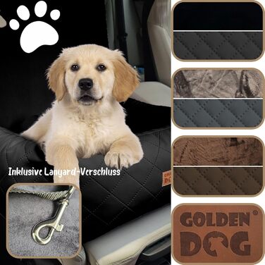 Автомобільний лежак для собак Golden Dog з ременем безпеки, 73 x 56 см, шкірозамінник, чорний