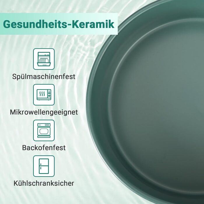 Миска для собак SpunkyJunky з кераміки, піднята годівниця для собак, миска для води з бамбуковим підставкою, 1800 мл, зелена