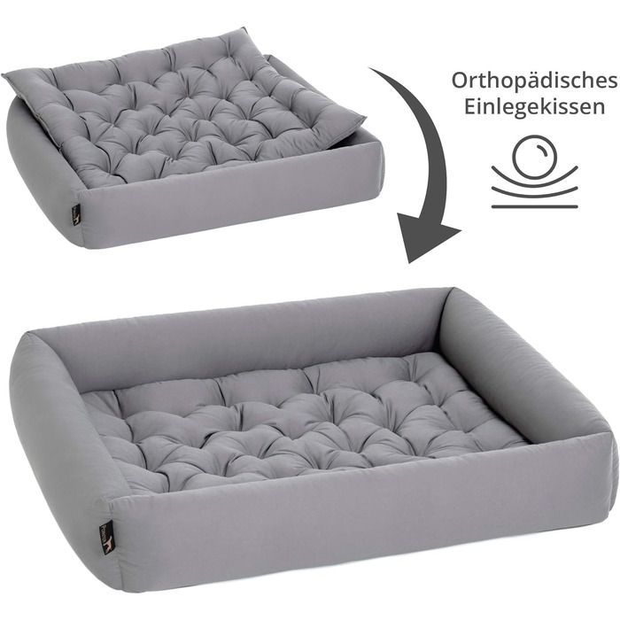 Ортопедичне ліжко для собак середніх порід - Pointer, XL (90x80 см), світло-сіре, Made in Germany