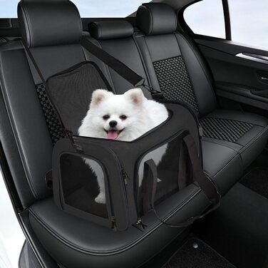 Транспортна переноска для собак та котів, чорна. Складана переноска для тварин, переноска для подорожей.