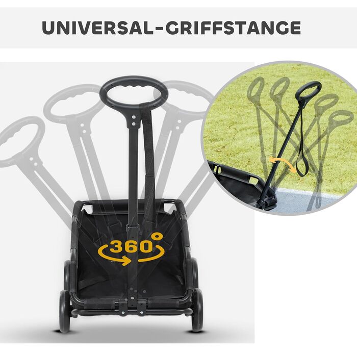 Візок для собак PawHut, чорний, для собак та котів до 4 кг, складна конструкція, з подушкою та безпечними ременями