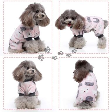 Теплий флісовий костюм для собак, м'який одяг для собак, комбінезон для собак, теплий, бавовняний одяг для маленьких собак та котів (Рожевий кролик, M)