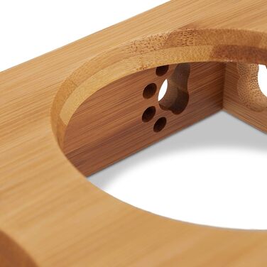 Набір мисок для котів та собак Relaxdays 3 шт. з бамбука та кераміки, для води та корму, миюча посудомийна машина