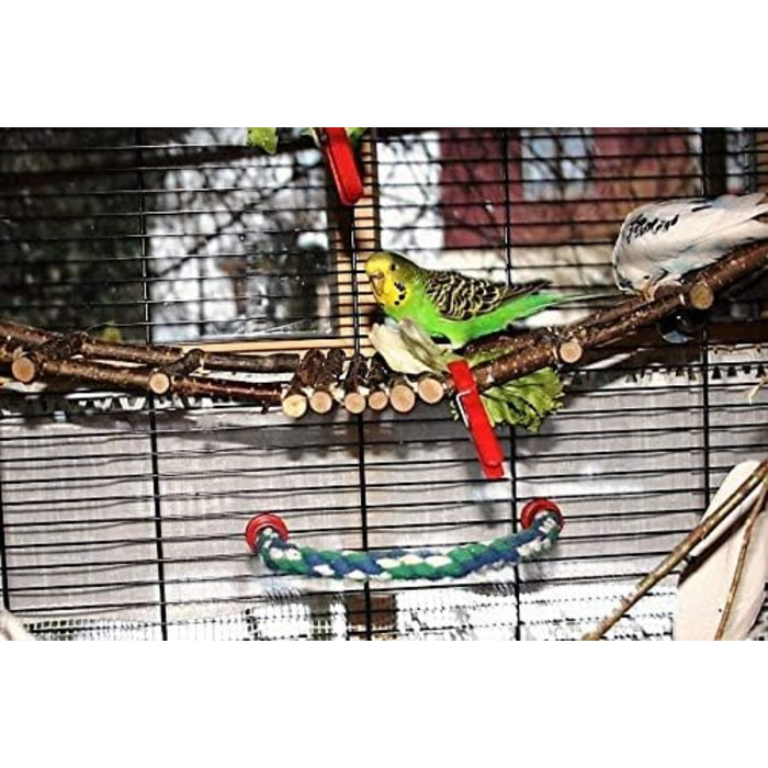 Ручна драбинка для хвилястих папуг Vogelgaleria, 80 см, з натурального дерева, для клітки, підвісна міст-драбина