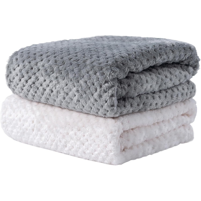 SLSON Ковдри для собак та котів, 70x100 см (сірий та білий) - м'які, двосторонні, для дому та подорожей