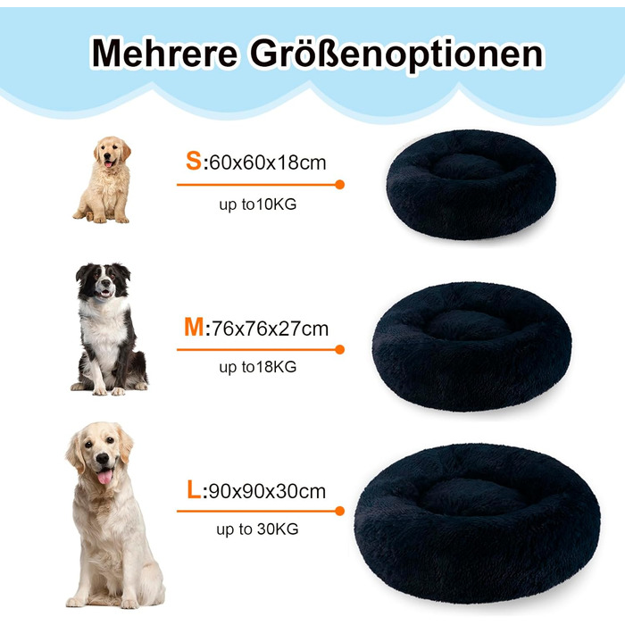 Крісло-лежанка для собак великих та середніх порід, 60 см Ø - М'яке та дихаюче ліжко для собак з неслизьким дном та піднятим бортиком, (76x76x27 см, Темно-синій)