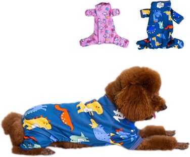 Піжама для собак з флісовою підкладкою, тепла та м'яка, з сердечками, для цуценят та собак різних розмірів (синій, S)