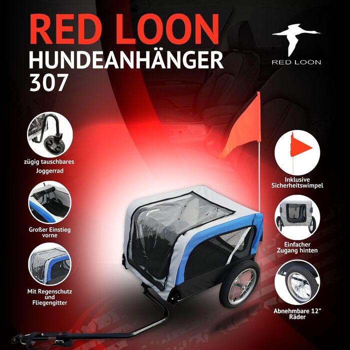 Фаркоп-причіп для собак 2в1 Red Loon Mini - блакитний (з прапорцем)